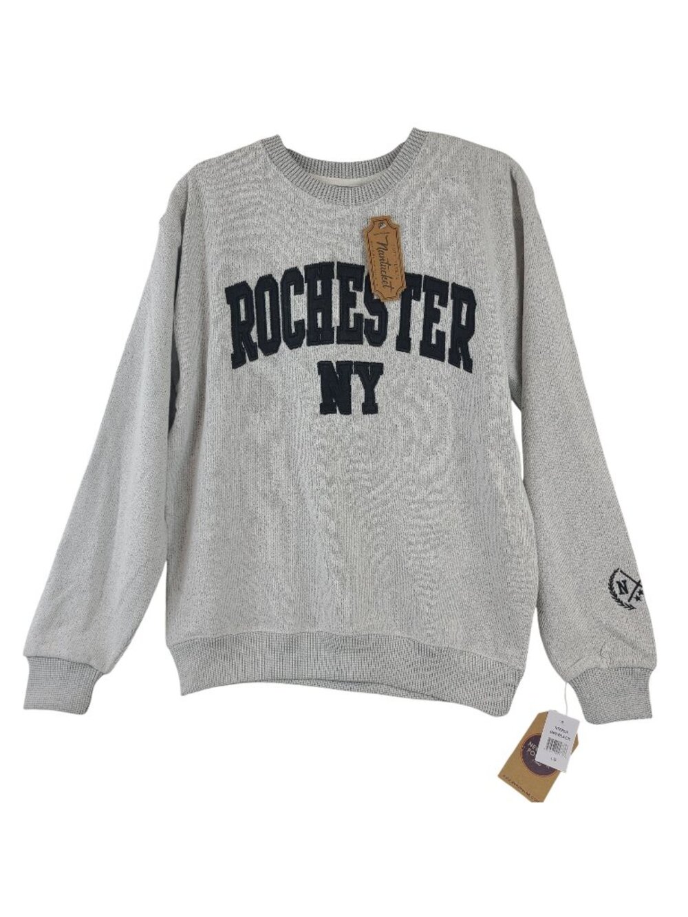 NEW New York Popular Rochester NY Gray Crewneck Sweatshirt Sz L Cotton Blend